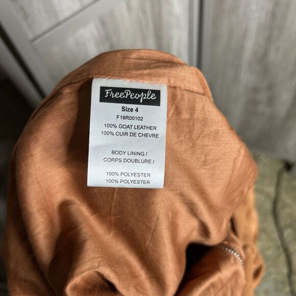 Free People Suede Dress Midi Jumper Leather Cognac Color Boho Sz 4 - Picture 6 of 10